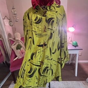 Y&S Women’s XL Lime Green Abstract Print shirt jacket